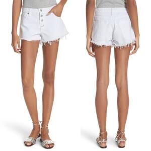 Veronica Beard White Denim Jean Shorts Button Fly Mid High Rise Waist Size 29